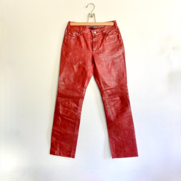 Vintage Gap Red Bootcut Genuine Leather Pants Size 2  Holiday Party Fashion - Picture 2 of 10